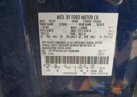 2008 Ford F-150 Fx4/Lariat/Xl/Xlt из США, поврежденный, VIN 1FTPX14V08FA38309